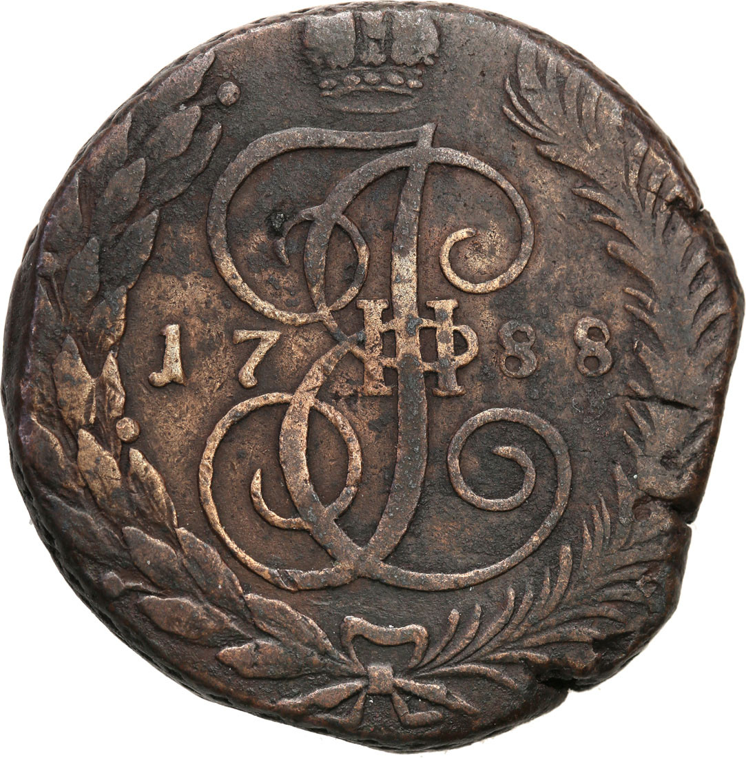 Rosja. Katarzyna II. 5 kopiejek 1788 TM, Teodozja - RZADKOŚĆ